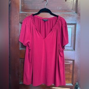 Banana Republic Deep Red V-Neck Short Sleeve Tunic